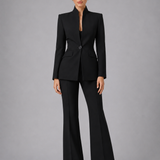 Ensemble femme blazer sans col et pantalon large