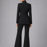 Ensemble femme blazer sans col et pantalon large