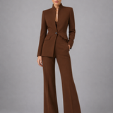 Ensemble femme blazer sans col et pantalon large