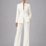 Ensemble femme blazer sans col et pantalon large
