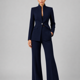 Ensemble femme blazer sans col et pantalon large
