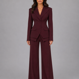Tailleur deux pièces femme blazer cintré et pantalon large