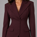 Tailleur deux pièces femme blazer cintré et pantalon large