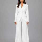 Tailleur deux pièces femme blazer cintré et pantalon large