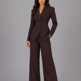 Tailleur deux pièces femme blazer cintré et pantalon large