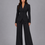 Tailleur deux pièces femme blazer cintré et pantalon large