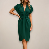 Robe midi plissée cache-cœur col V