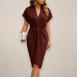 Robe midi plissée cache-cœur col V