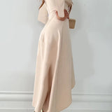 Robe Midi Cache Cœur Col V Manches Longues Élégance Moderne