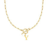 Collier maille trombone avec pendentif initiale