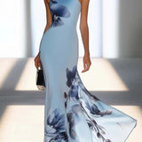 Robe Longue Automne Cérémonie En Satin Légère Femme