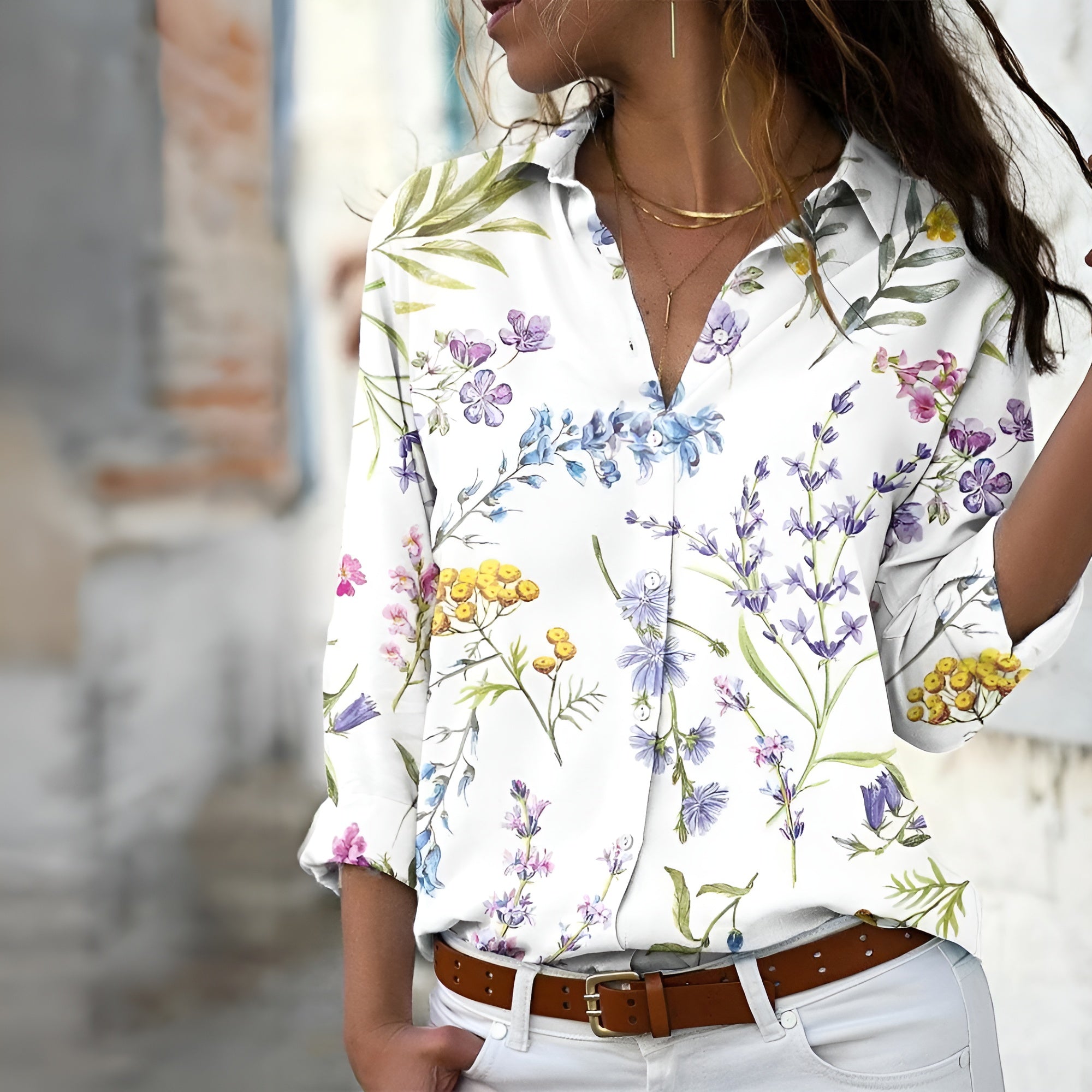 Chemisier Femme Patchwork Imprimé – Blouse Élégante Moderne