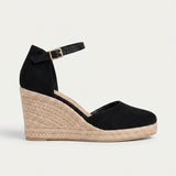 Espadrilles compensées femme en jute à bride cheville