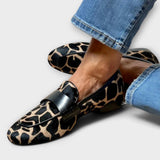 Mocassins Femme à Imprimé Léopard et Bride Décorative