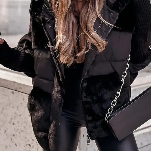 Doudoune Femme Doublée Fausse Fourrure – Veste Hiver Tendance