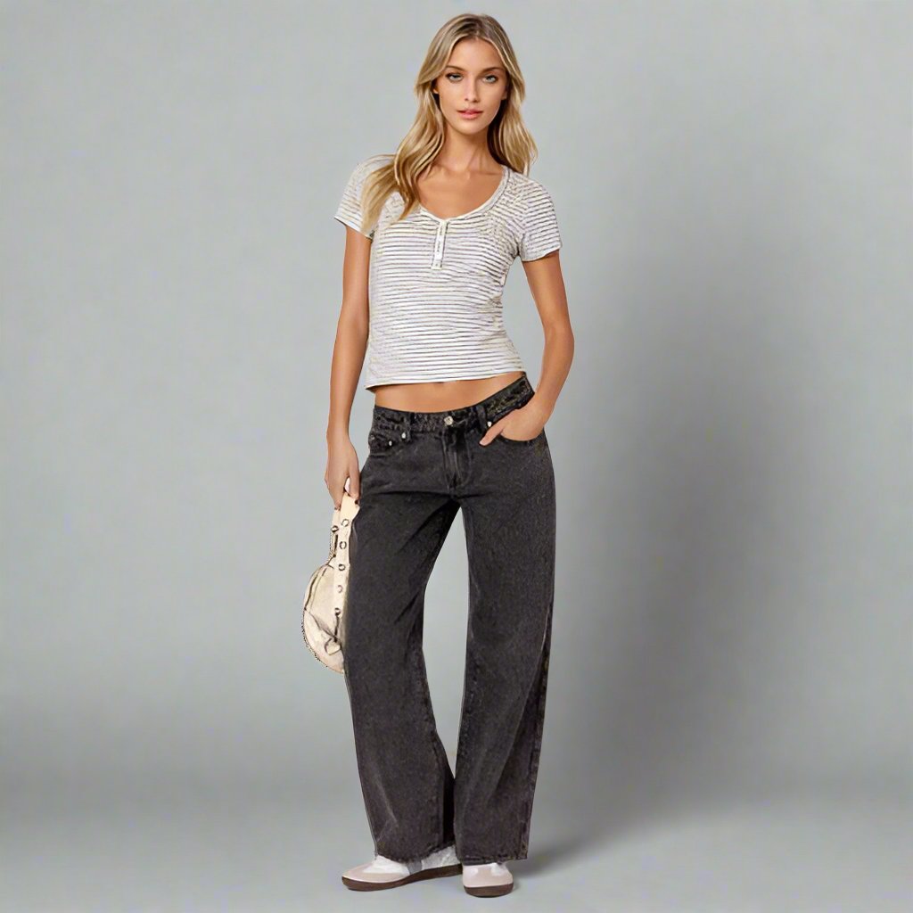 Jean Large Taille Basse Style Y2K Moderne