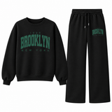 Ensemble de survêtement vintage Brooklyn – Sweatshirt surdimensionné & Joggers à jambes larges