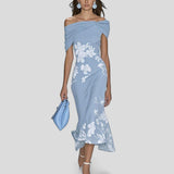 Robe Midi Fleurie Épaules Dénudées
