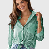 Chemise Rayée à Nouer et Manches Retroussées