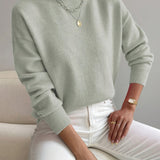 Pull femme en maille à col roulé, manches longues