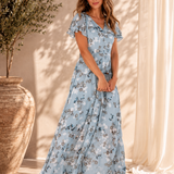 Robe Femme Longue Fleurie Élégante Fluide