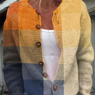 Cardigan Maille Fleurie Boutonné Coupe Décontractée Chic