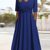 Robe Femme Midi Col V – Robe Fluide Élégante