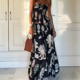 Robe Longue Fleurie Bustier Bohème Élégante