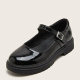 Mocassins Mary Jane femme aspect cuir vernis noir