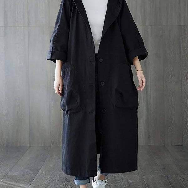 Manteau Cape Oversize Femme – Manteau Long à Capuche Moderne