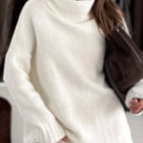 Pull Col Roulé Oversize Automne Marron Femme