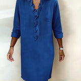 Robe Printemps En Coton Bleue Marine Femme