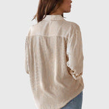 Chemise Rayée à Nouer et Manches Retroussées