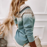 Pull en maille Fair Isle col montant pour femme