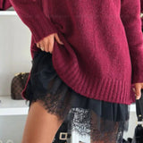 Pull Col Roulé Oversize Automne Marron Femme