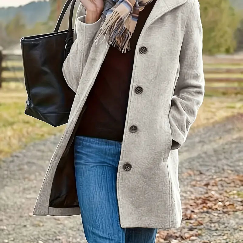 Manteau Mi-Long Femme Élégant – Veste Chic Boutonnée