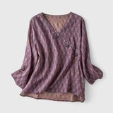 Blouse Imprimée à Col Rond et Manches Longues