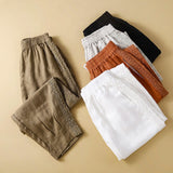 Pantalon Lin Ample Taille Élastique Confort Naturel
