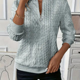 Pull Femme Zippé Col Rond Texturé