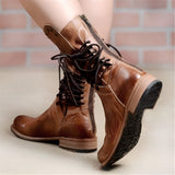 Bottines Femme Lacets Vintage – Bottes Élégantes Casual