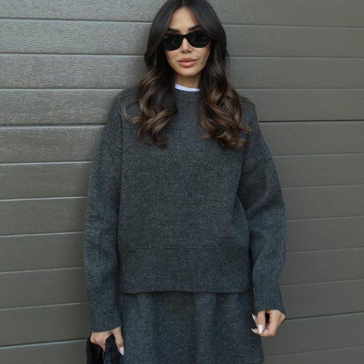 Ensemble Maille Oversize Pull Long Jupe Assortie Style Cocooning Chic