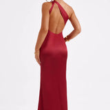 Robe Maxi Une Épaule Satinée Dos Nu Élégance