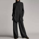 Ensemble Femme Pull Col Roulé et Pantalon Large Confort