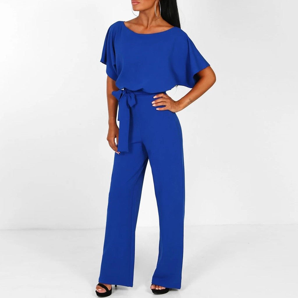 Combinaison Pantalon Dos Ouvert Taille Ceinturée Chic