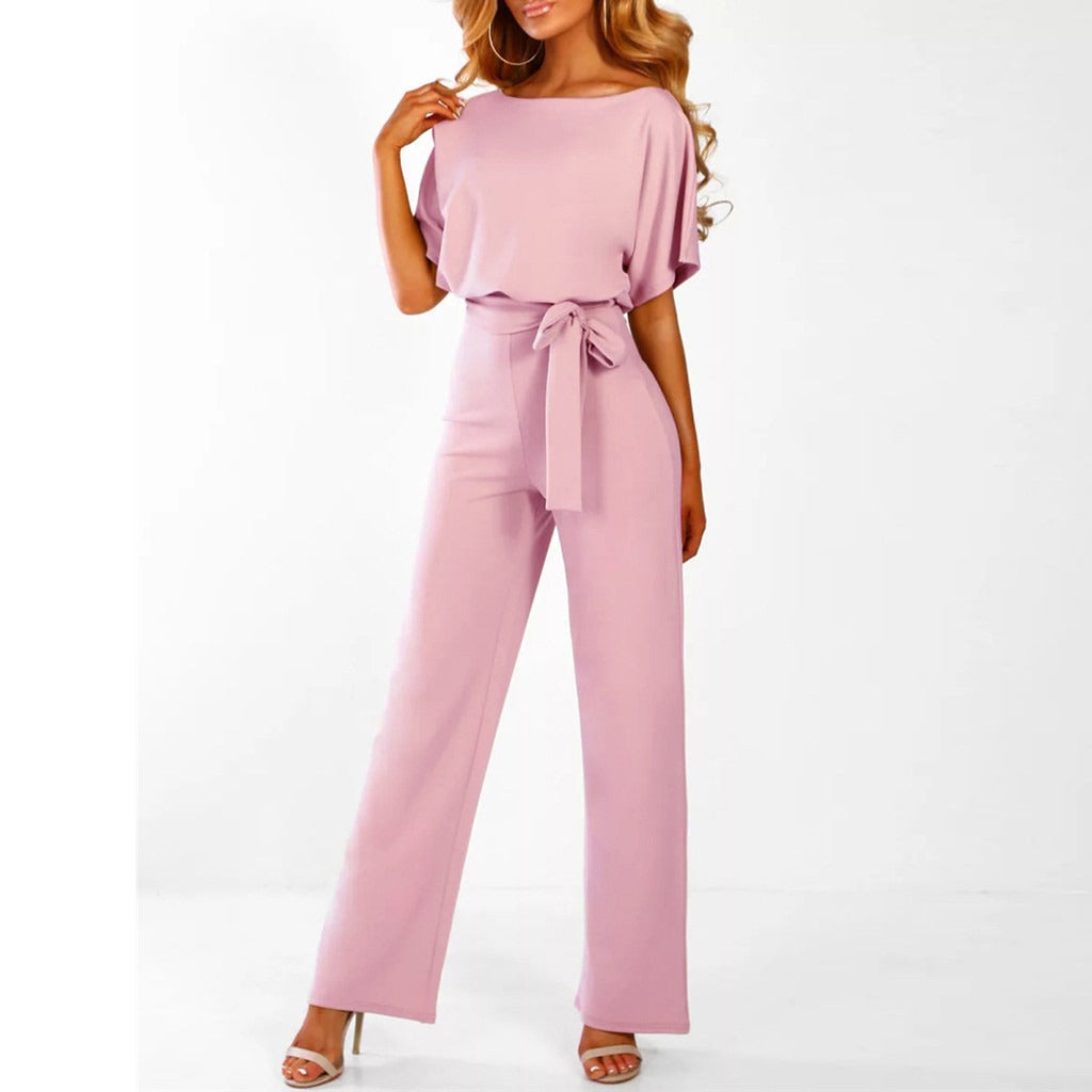 Combinaison Pantalon Dos Ouvert Taille Ceinturée Chic