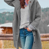 Manteau Oversize Femme à Capuche – Veste Longue Boutonnée Confortable