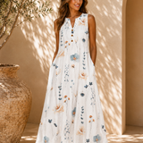 Robe Femme Fleurie Sans Manches – Robe Midi Décontractée