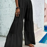 Pantalon Volants Large Fluide Style Bohème Élégant