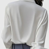 Chemise Drapée à Col Classique et Manches Longues