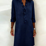 Robe Printemps En Coton Bleue Marine Femme